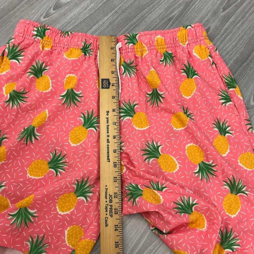 Bearbottom Clothing Mens Pink Pineapple Swim Trunks Board Shorts 7 Inch Large